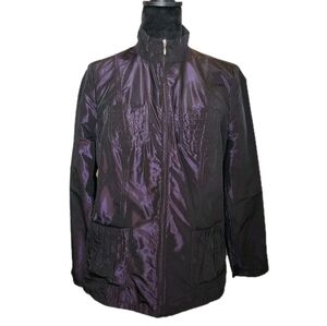 Chico’s Women Sz 0 (SM) Purple Light Weight Shiny Fairy Goth Unique Jacket